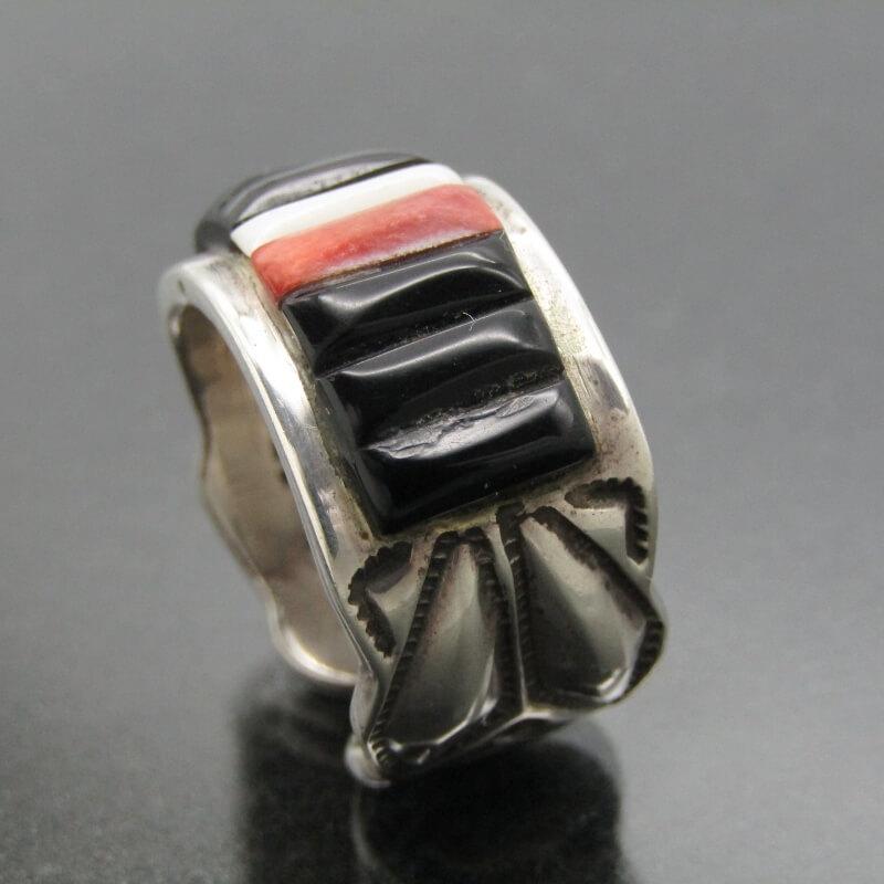 Ray Adakai ナバホ族 リング オニキス インレイ レイアダカイ マルチ