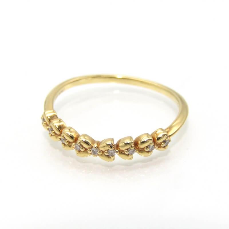 美品 sowi ソーイ リング K18YG ダイヤモンド 9石 リボンモチーフ