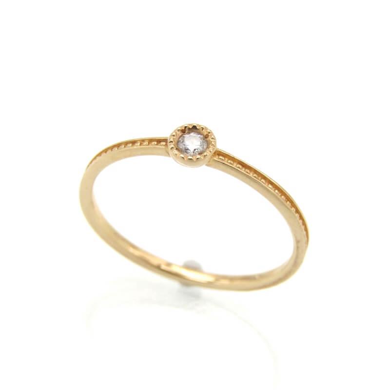 ete エテ リング K10YG ダイヤモンド 1P ダイヤ レイヤード イエロー