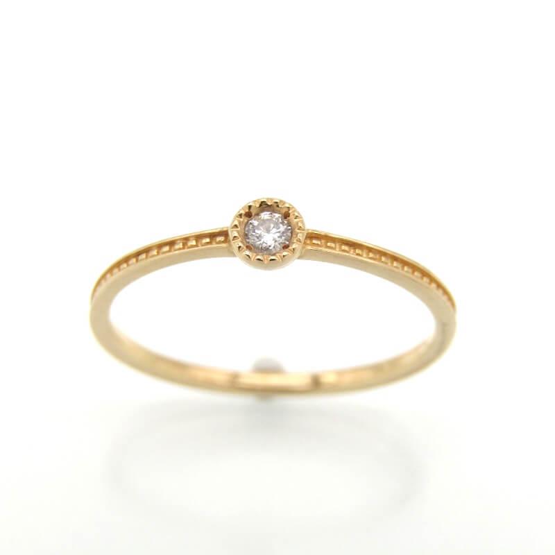 ete エテ リング K10YG ダイヤモンド 1P ダイヤ レイヤード イエロー