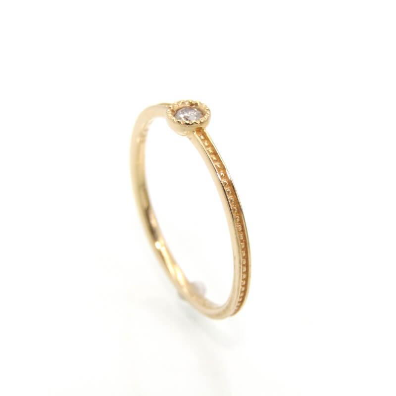 ete エテ リング K10YG ダイヤモンド 1P ダイヤ レイヤード イエロー