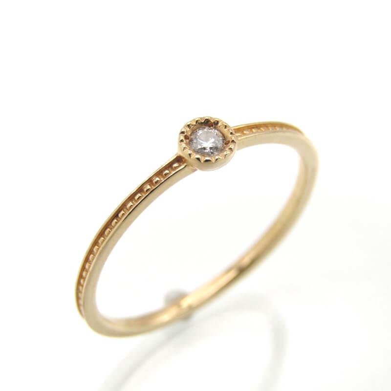 ete エテ リング K10YG ダイヤモンド 1P ダイヤ レイヤード イエロー