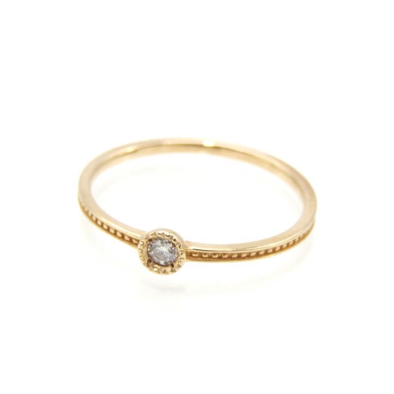 ete エテ リング K10YG ダイヤモンド 1P ダイヤ レイヤード イエロー