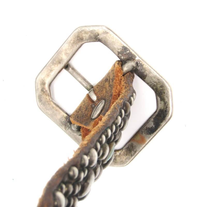 OLD STUD HANDMADE オールドスタッズ ベルト スタッズ ラウンド ストーン メンズ レディース 本革  ブラウン   28010902 |  | 03