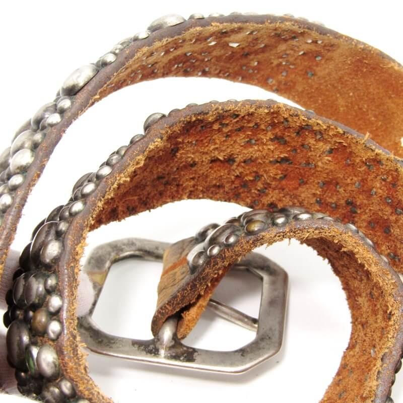 OLD STUD HANDMADE オールドスタッズ ベルト スタッズ ラウンド ストーン メンズ レディース 本革  ブラウン   28010902 |  | 08