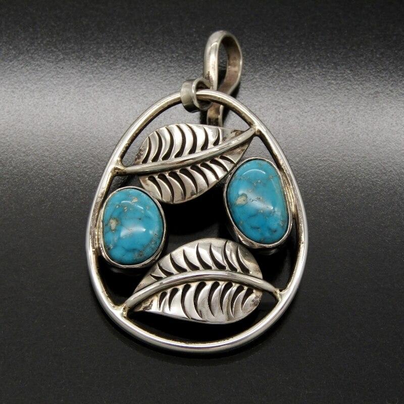 Steve Yellowhorse ナバホ族 ペンダント ターコイズ リーフ スティーブ