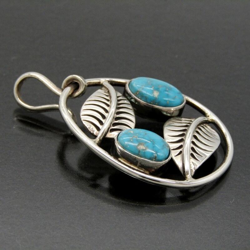 Steve Yellowhorse ナバホ族 ペンダント ターコイズ リーフ スティーブ