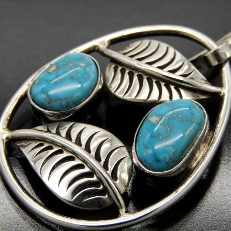 Steve Yellowhorse ナバホ族 ペンダント ターコイズ リーフ スティーブ