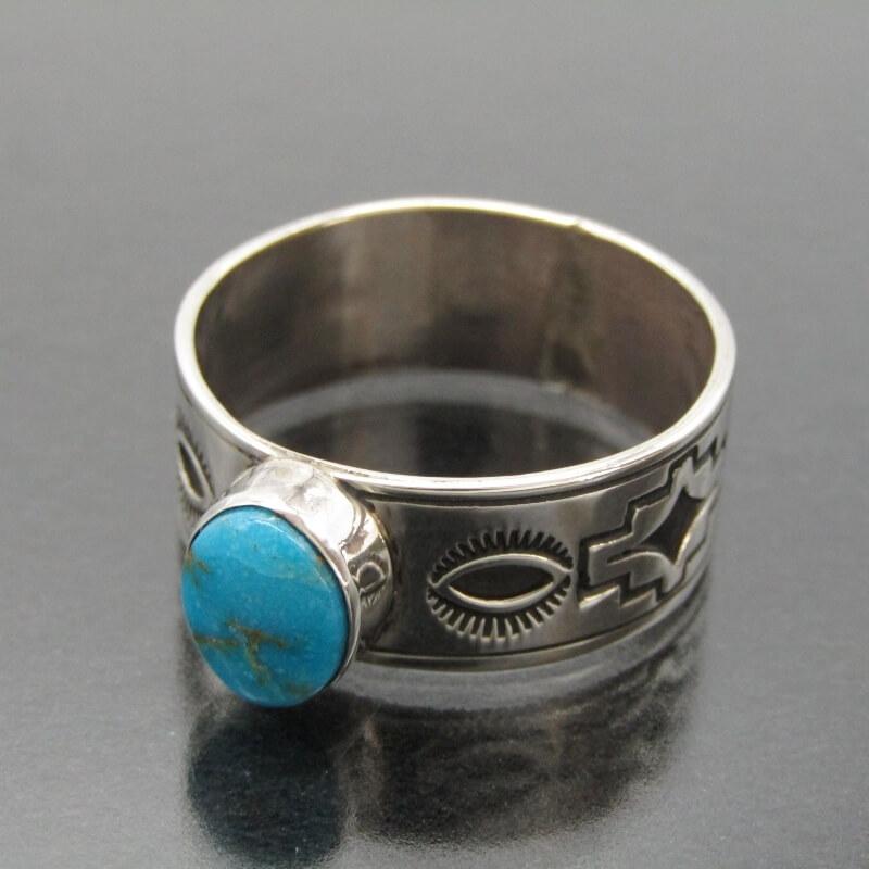 美品 Charlie John ナバホ族 リング ターコイズ チャーリージョン