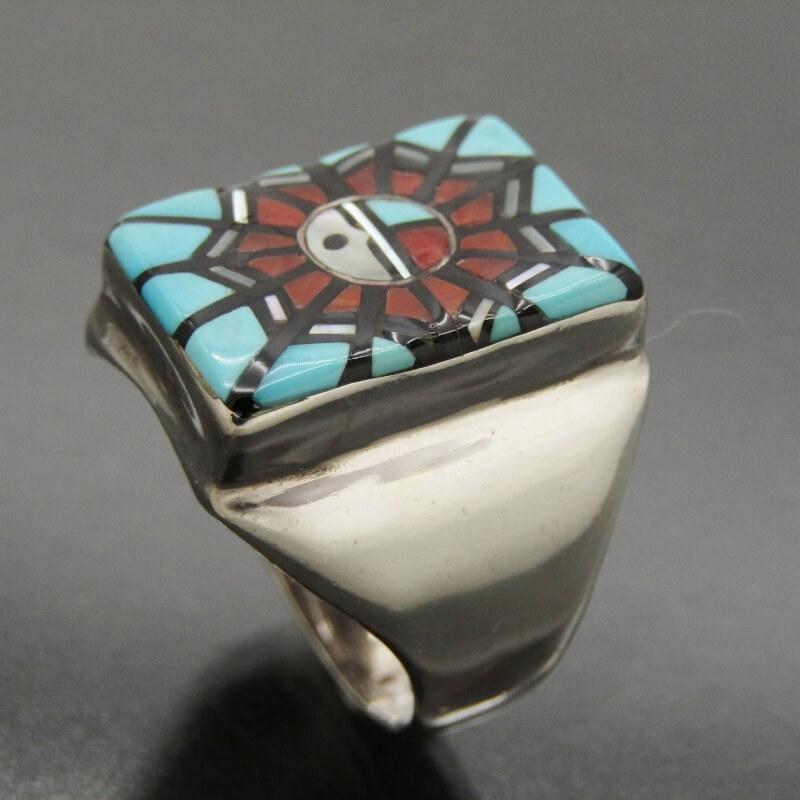 Angelena Laahty ズニ族 リング サンフェイス インレイ ターコイズ