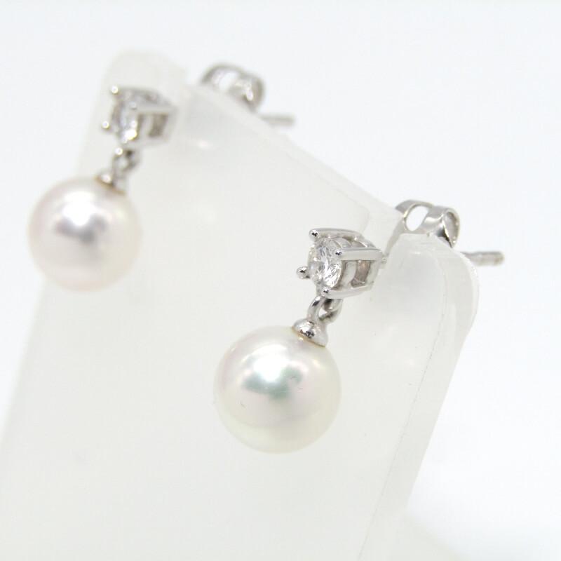 美品 TASAKI タサキ 田崎真珠 ピアス パール K18WG ダイヤモンド