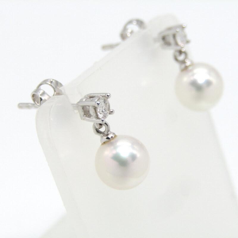 美品 TASAKI タサキ 田崎真珠 ピアス パール K18WG ダイヤモンド