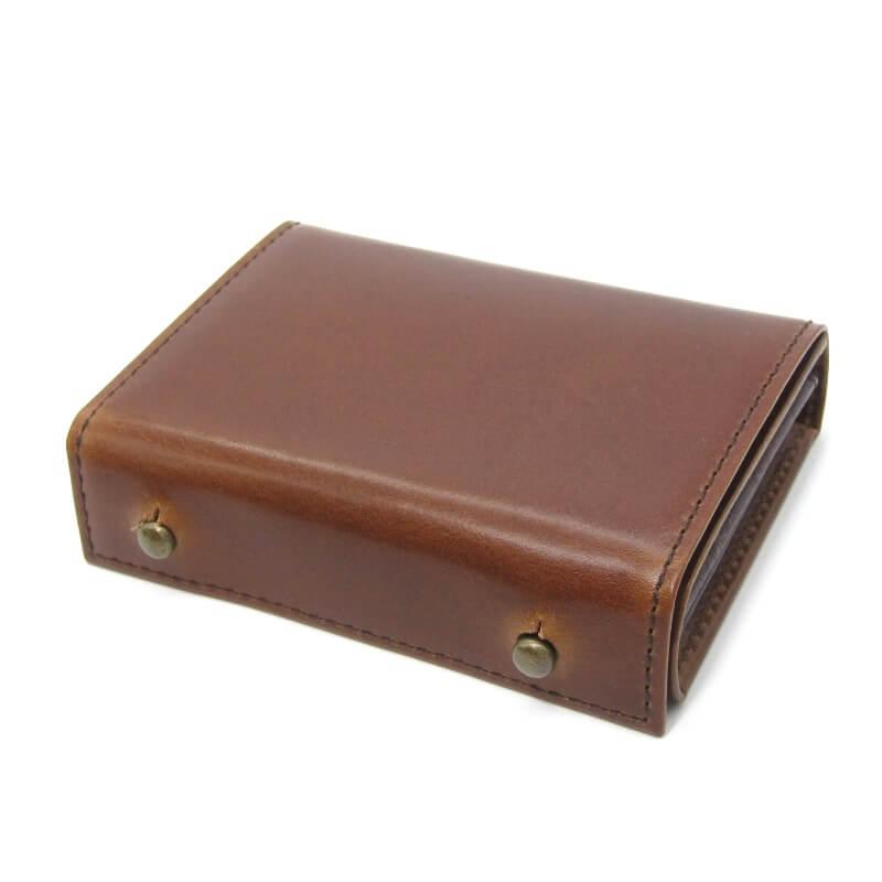 エムピウ m+ ミッレフォッリエ Ⅱ ダークブラウン 本革 コンパクト財布 美品 m+ エムピウ ミニ財布 millefoglie II P25 ミッレフォッリエ2 一