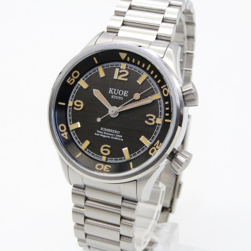 美品 KUOE クオ SOMBRERO 90-011 自動巻き リネン文字盤 sm90011-bk