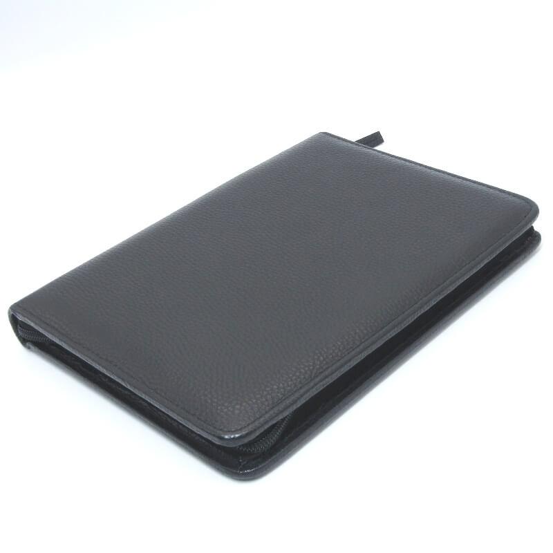 美品 LUCRIN Geneva ルクランジュネーブ ノートカバー レザー ジップファスナー 本革 シボレザー ブラック 黒   28012743 美品 LUCRIN Geneva ルクランジュネーブ ノートカバー レザー ジップ
