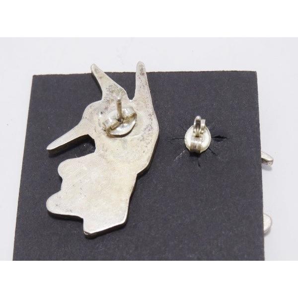 美品 Zuni ズニ族 バード インレイ シルバー ハチドリ ピアス
