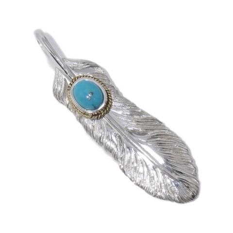 SAAD サード シルバー925 ターコイズ  フェザー　ペンダント Surd 美品 SAAD サード P-193-T ターコイズ フェザー ペンダント