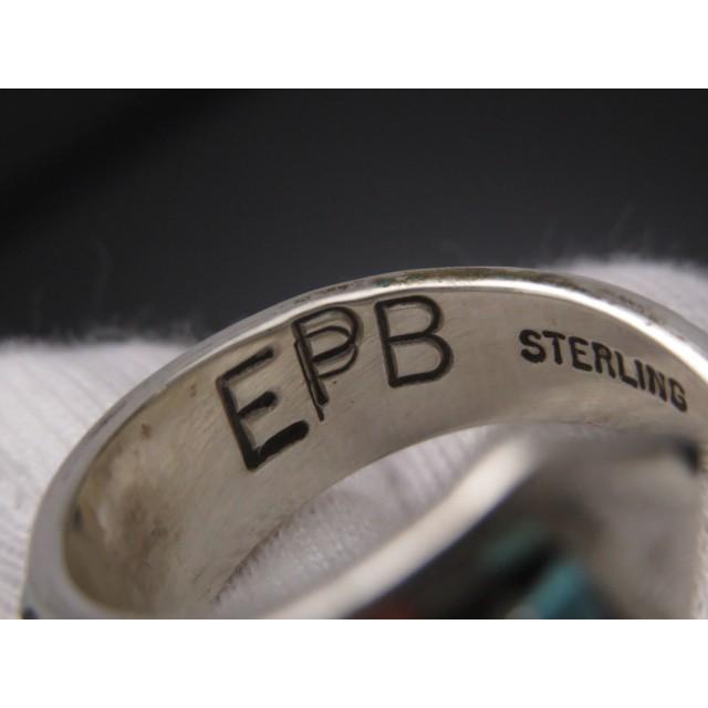 美品 Edward & Patricia Becenti ナバホ族 リング インレイ