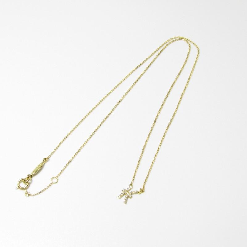 良品 AHKAH アーカー ネックレス イニシャル K K18YG ダイヤモンド