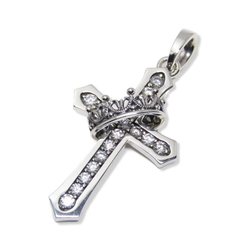 日本製 未使用 Justin Davis ジャスティンデイビス ペンダント SPJ122-1 Cross with Crown Pendant Stone クロスクラウン 30009448, 松崎町 650ae40e