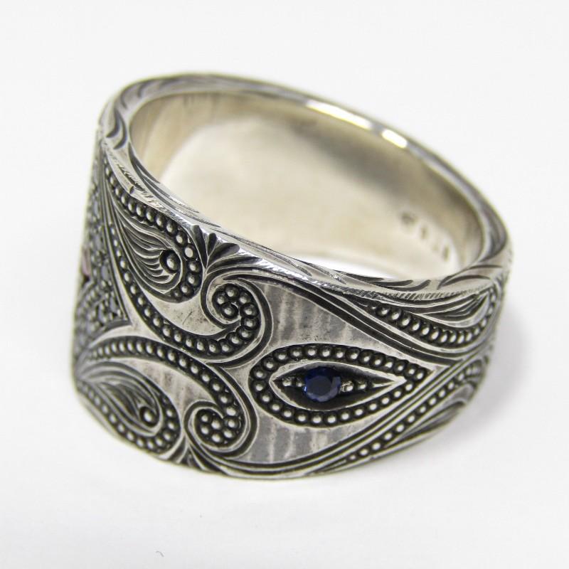 R.J.B RJB メンズ シルバーリング 七宝焼 サイズ約17.5号！