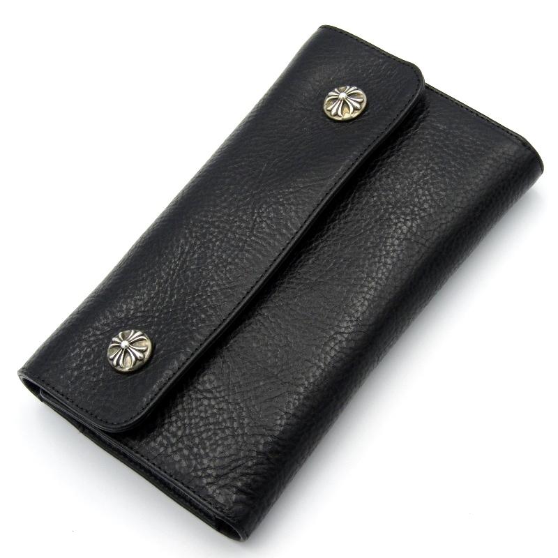 クロムハーツ正規品waveウォレット長財布chrome hearts黒ウェーブ CHROME HEARTS 美品 Chrome Hearts クロムハーツ 長財布 WAVE
