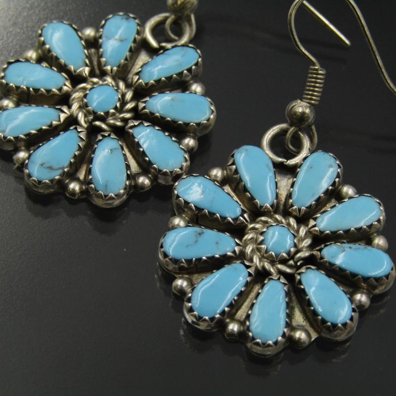 Zeita Begay ナバホ族 ピアス ターコイズ クラスター ゼイタビゲイ ZB 