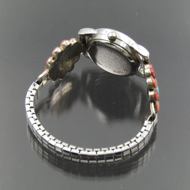 Zuni ズニ族 ウォッチブレス HF作 サンフェイス インレイ 腕時計  