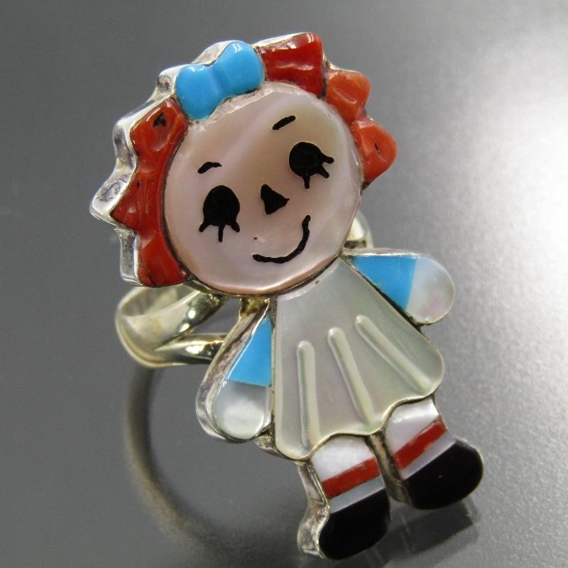 良品 Paula Leekity ズニ族 リング キャラクター インレイ 良品 Paula Leekity ズニ族 リング キャラクター インレイ
