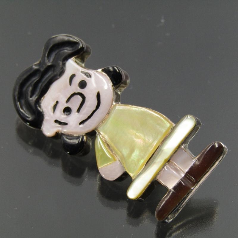 ヴィンテージインディアンジュエリー ズニ族 インレイ ブローチ 希少