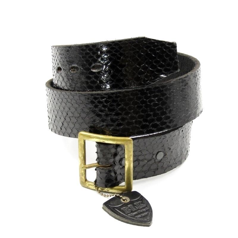 未使用 HTC BLACK エイチティーシー ベルト PYTHON PLANE BRASS BUCKLE  