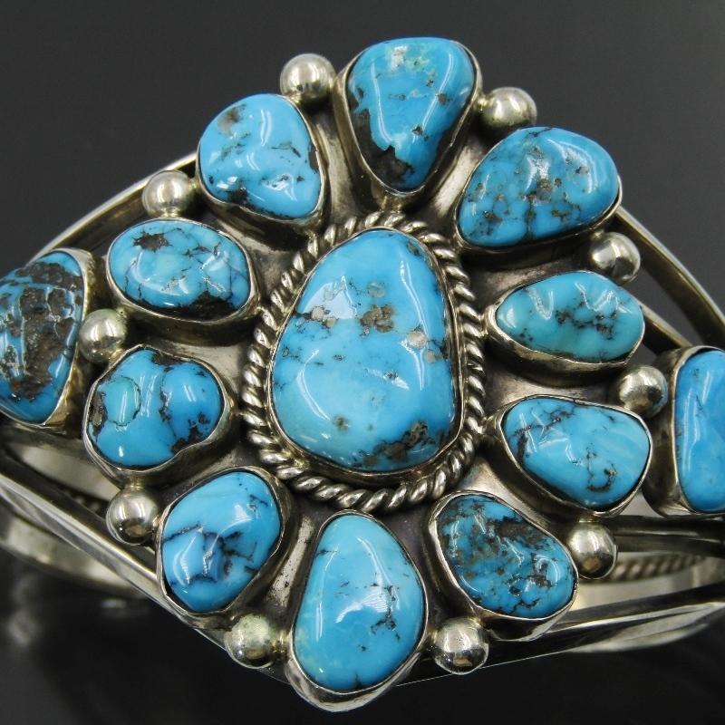 インディアンジュエリー　ナバホ クラスター　ターコイズ　バングル　時計 インディアンジュエリー ナバホ クラスター ターコイズ バングル