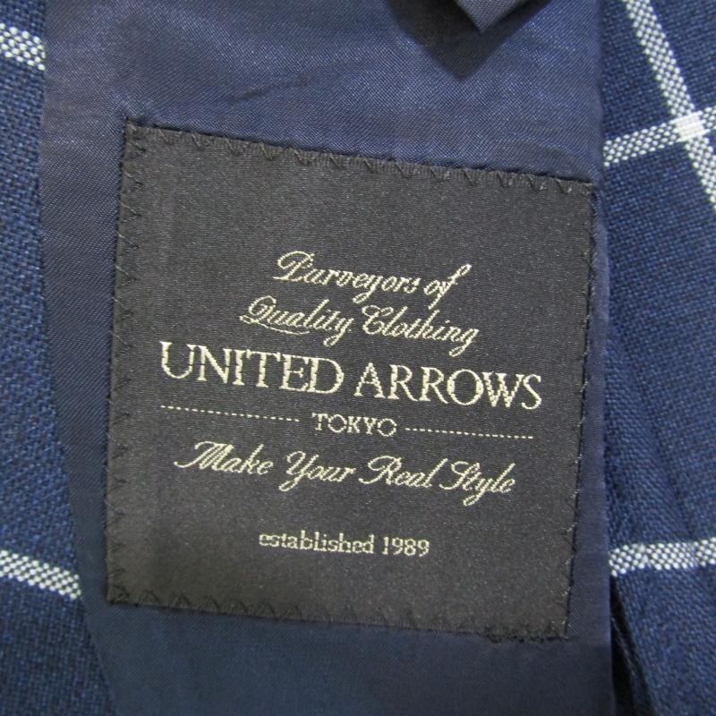 【美品】ユナイテッドアローズ リネン 黒 テーラードジャケット 46サイズ ユナイテッドアローズ／リネン素材テーラードジャケット/size:46