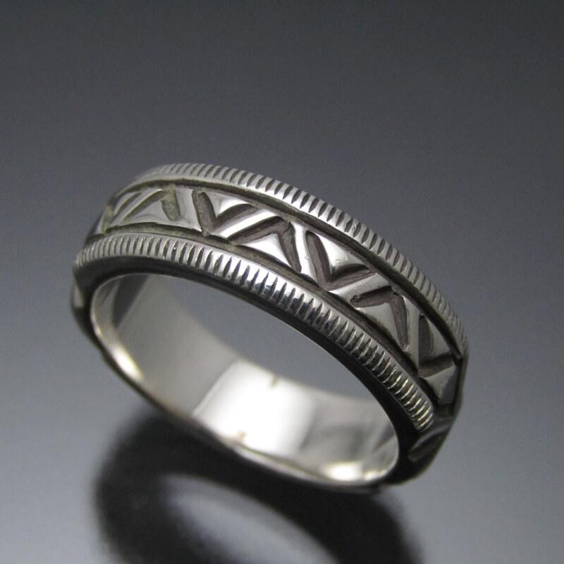 Navajo Jennifer Curtis 3連　リング　スタンプワーク Navajo Jennifer Curtis 3連リングスタンプワーク