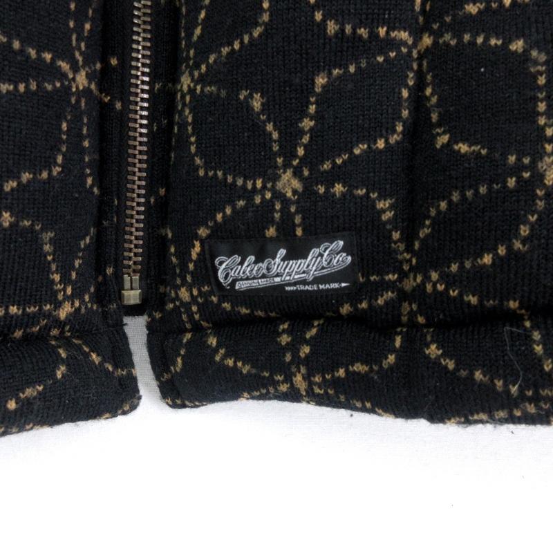 CALEE キャリー パイルボアフリースジャケット 総柄 ノーカラー  