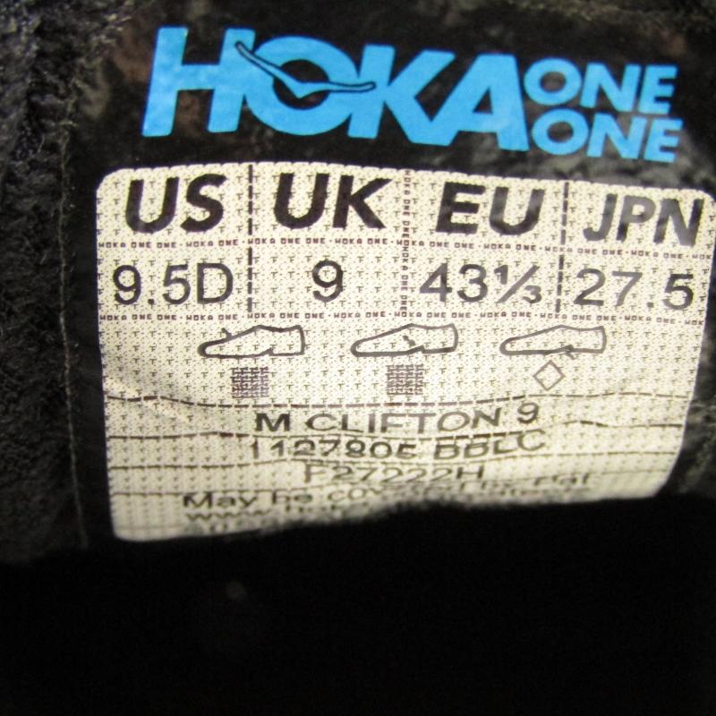 HOKA ONE ONE ホカオネオネ 27.5cm M CLIFTON 9 1127895/BBLC クリフトン ランニングシューズ ブラック 黒  35002708｜classic｜06