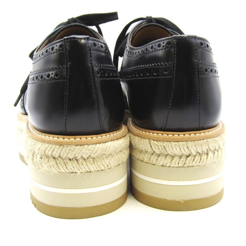 未使用 PRADA プラダ UK7.5 エスパドリーユ ウィングチップ 2EG015 