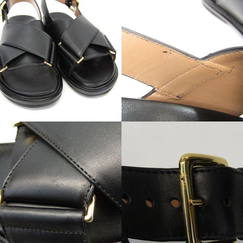 美品 MARNI マルニ 36 フスベット クリスクロスサンダル カーフレザー 