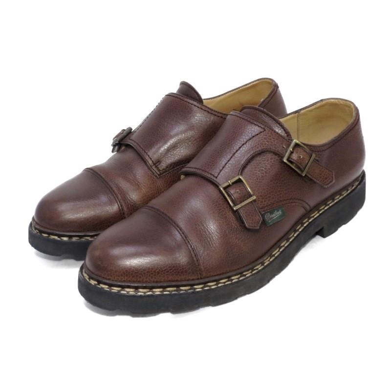 Paraboot パラブーツ ウィリアム ダブルモンクストラップ WILLIAM グレインレザー ブラウン 茶 UK8 箱付シューズ 中古