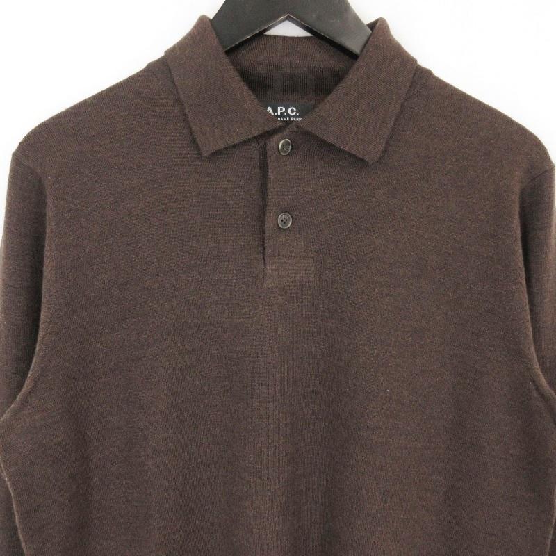 A.P.C. アーペーセー 長袖ニットポロシャツ 24216-1-85882 ウール 2釦 