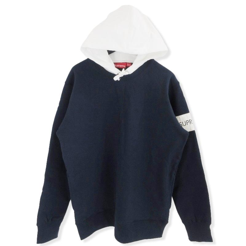 未使用 SUPREME シュプリーム 16SS 2-TONE HOODED CREWNECK SWEATSHIRT  