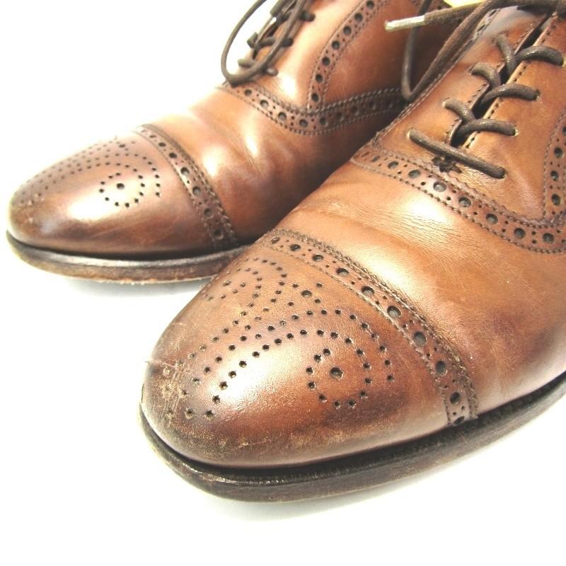 Crockett&Jones クロケット&ジョーンズ COVENTRY セミブローグ キャップトゥ レザーソール 内羽根 茶 UK7E シューズ  中古 45000431｜classic｜07