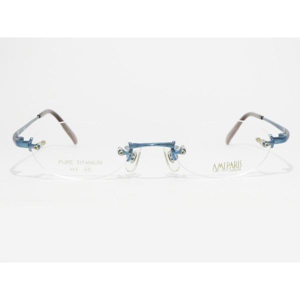 AMIPARIS アミパリ 665 ふちなし リムレス オーバル 未使用 青  