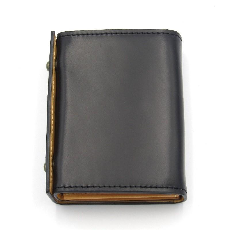 エムピウ m＋ ミッレフォッリエ 2 コードバン 三つ折り財布 ブラック m+（革製品） エムピウ m+ 財布 二つ折り財布 ミッレフォッリエ2