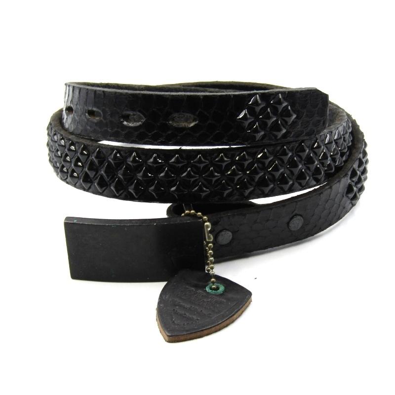 HTC BLACK パイソン ピラミッド スタッズ ベルト size.36 HTC BLACK パイソン ピラミッド スタッズ ベルト size.36