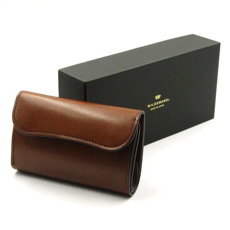 【中古】WILDSWANDS 三つ折り革財布 ブラウン 中古】WILDSWANDS 三つ折り革財布 ブラウン