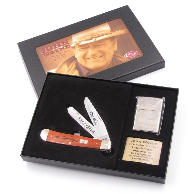 美品 ZIPPO ジッポー オイルライター JOHN WAYNE CASE社ナイフセット 