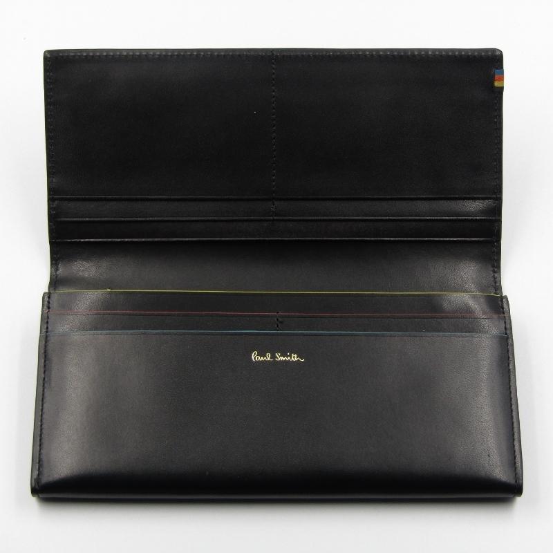 未使用 Paul Smith ポールスミス 長財布 ストライプステッチタブ 