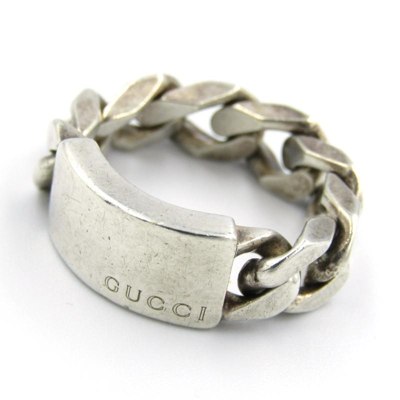 GUCCI グッチ リング ID プレート 喜平チェーン #12 ロゴ刻印 GUCCI グッチ リング ID プレート 喜平チェーン #12 ロゴ刻印