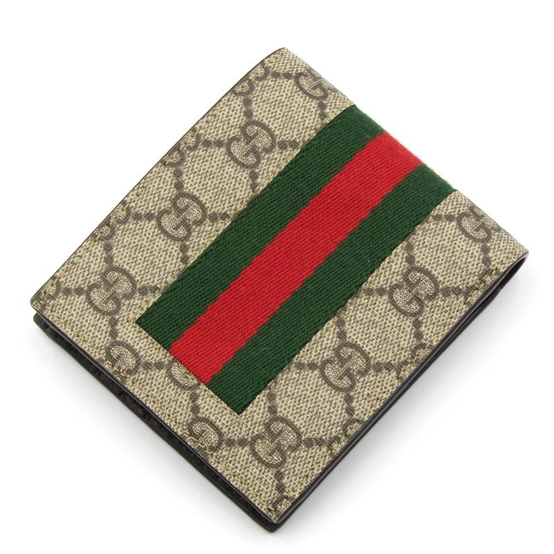 GUCCI 美品 グッチ 二つ折り財布 408826 KHN4N 9791 GGスプリーム 